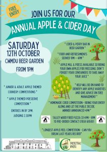 Cwmdu Annual Apple & Cider Day Saturday 12th October 1pm Free Entry